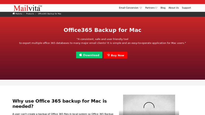 Mailvita Office 365 Backup (Mac) Landing Page