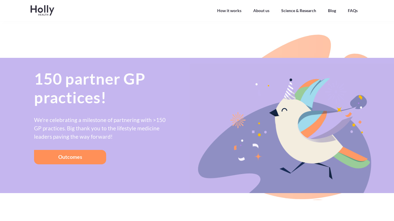Holly Health Landing page