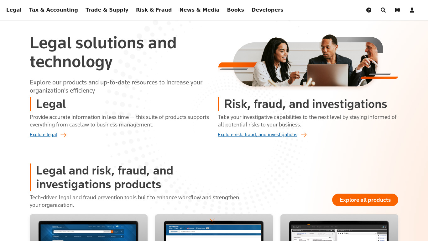 Thomson Reuters Clear Landing page
