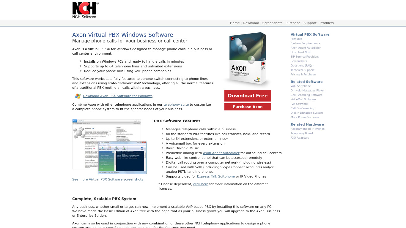 Axon Virtual PBX Landing page