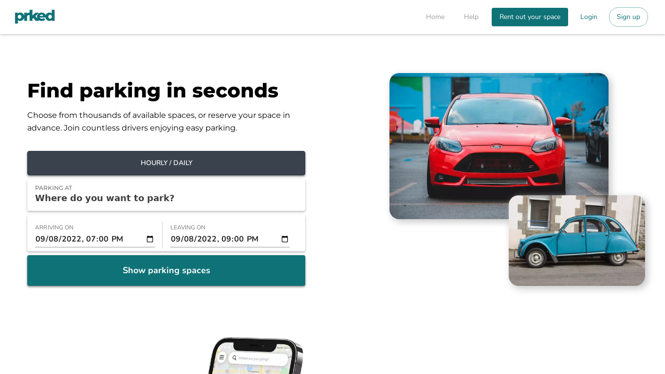 Prked Landing page