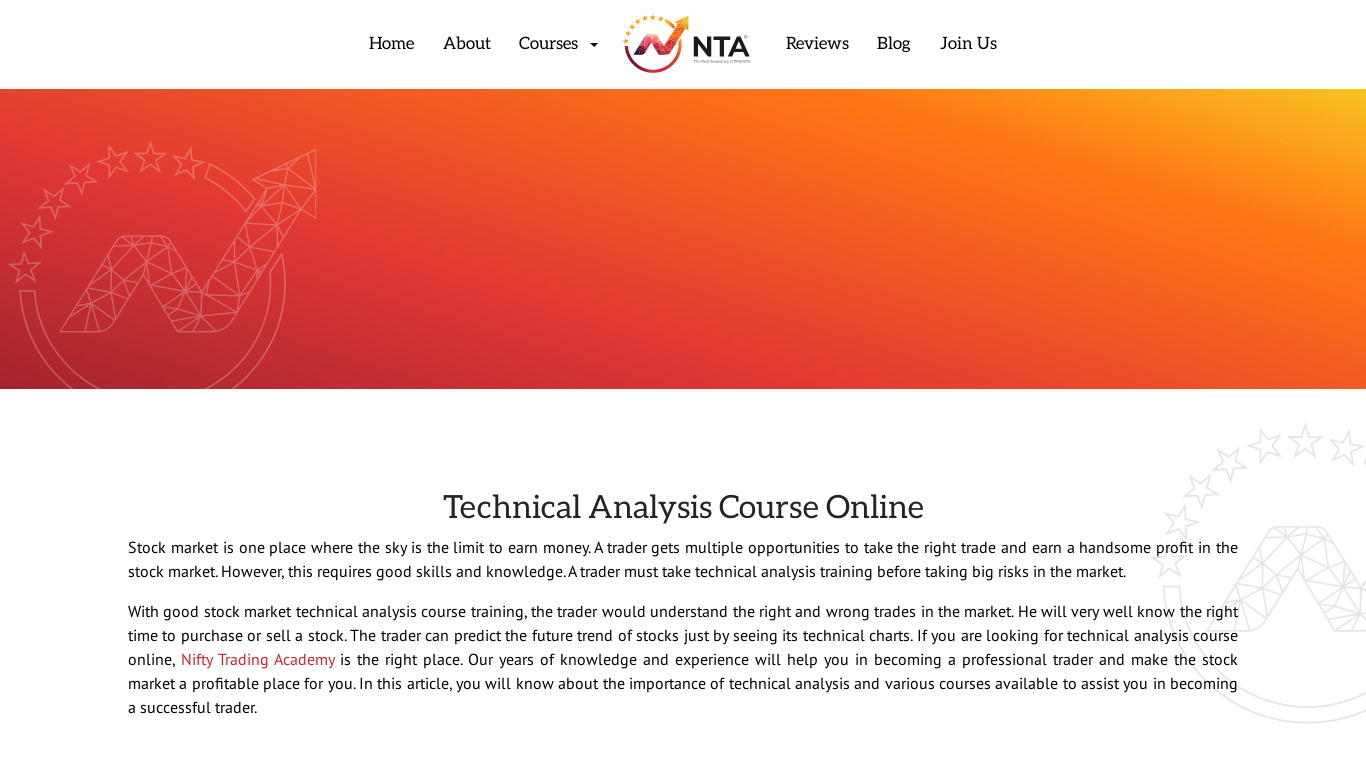 Learn Technical Analysis Landing page