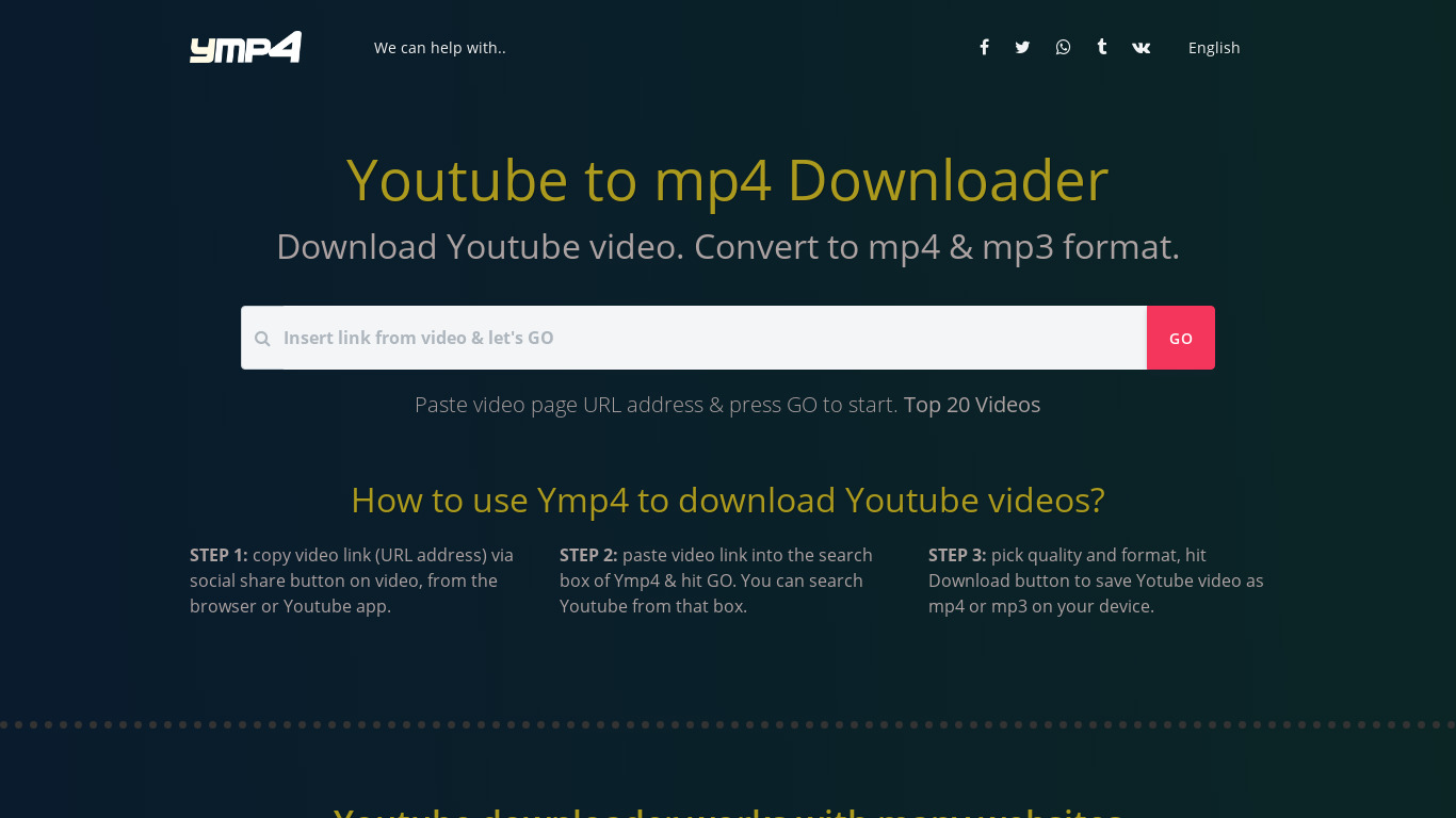 Ymp4.download Landing page