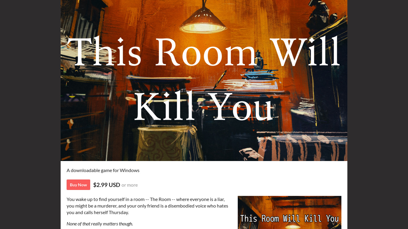 This Room Will Kill You Landing page