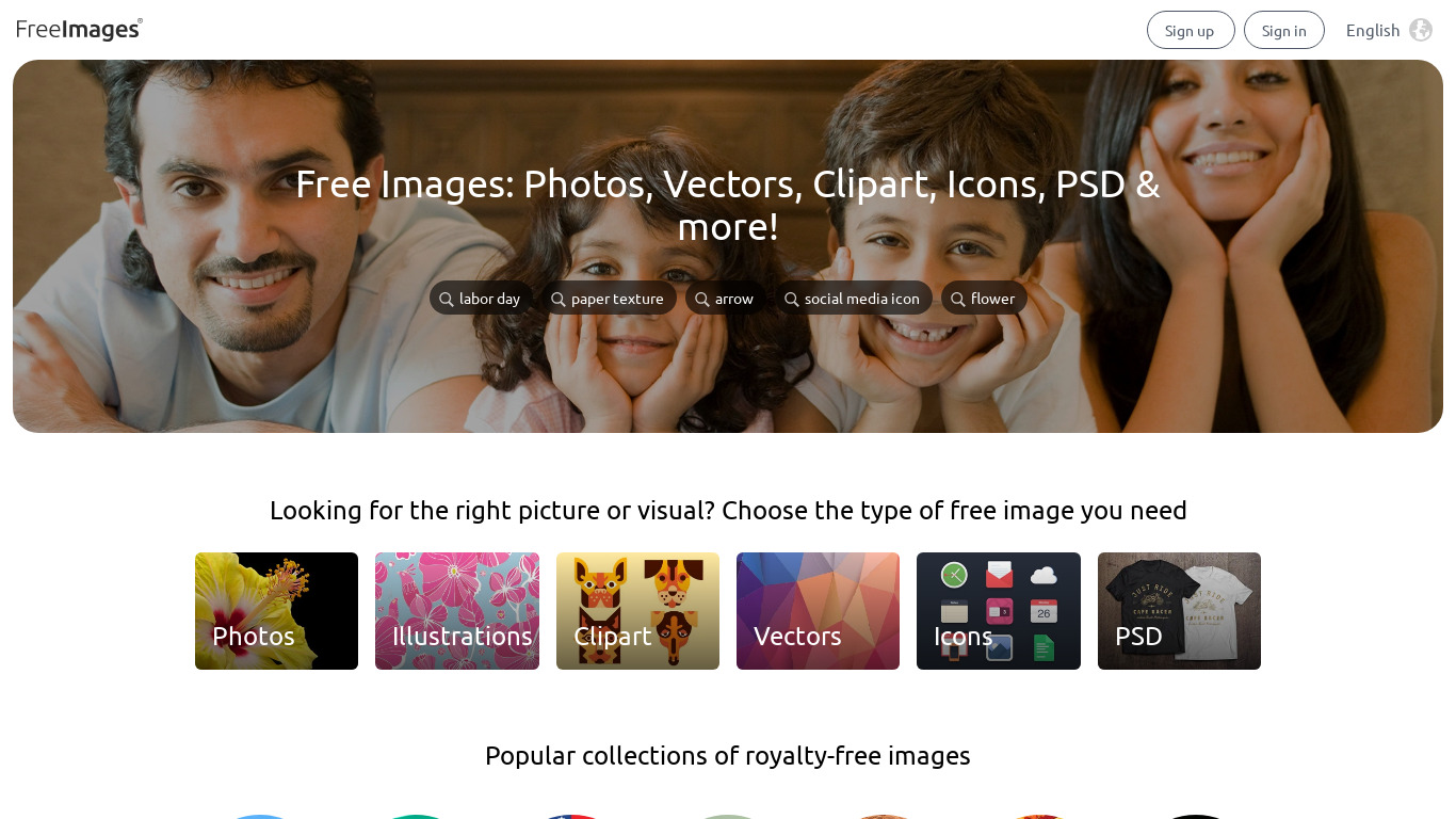 FreeImages Landing page