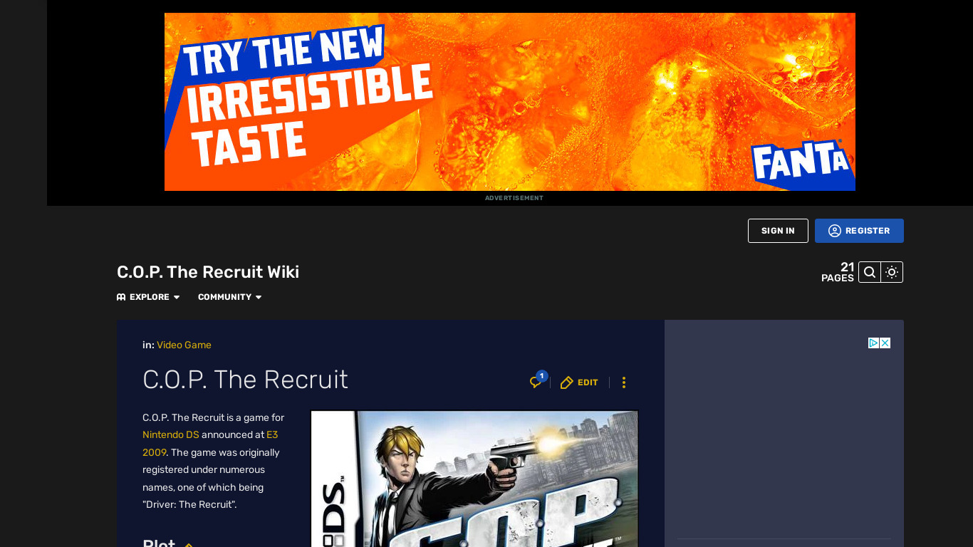 C.O.P. The Recruit Landing page