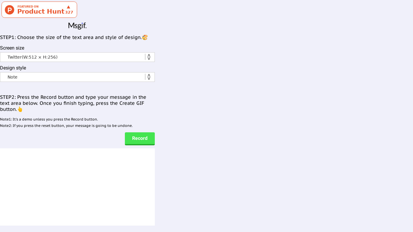 Msgif Landing page