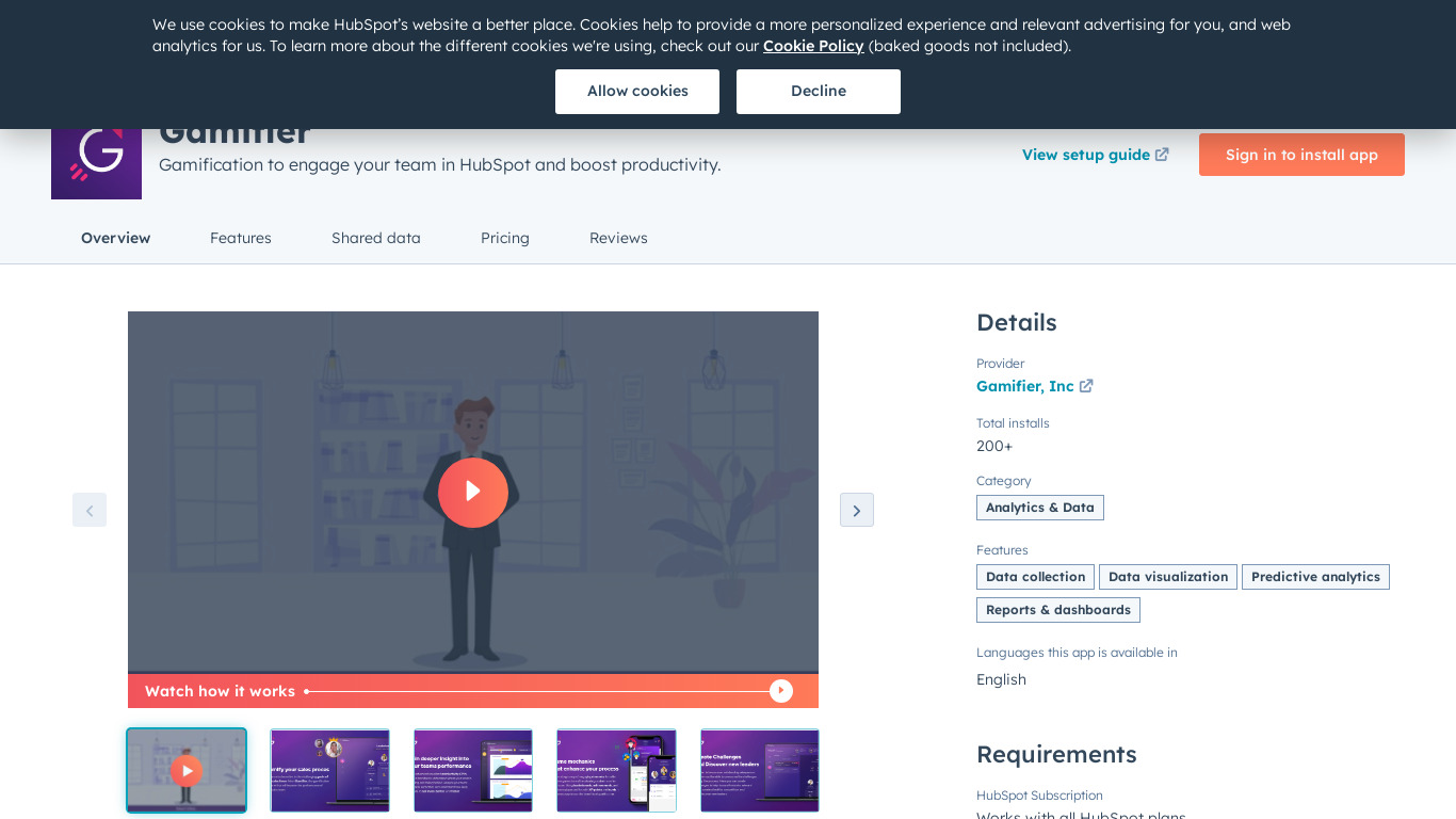 Gamifier for HubSpot Landing page