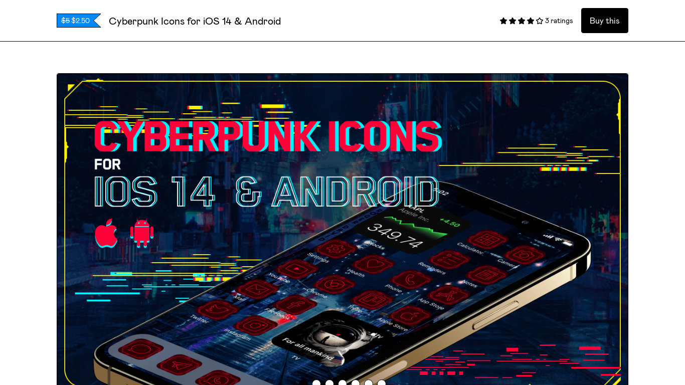 Cyberpunk Theme iOS 14 Icons Landing page