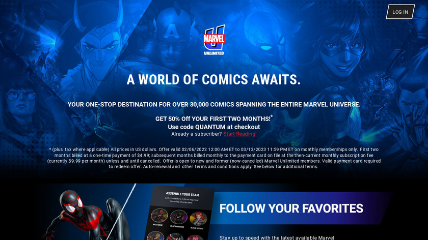Marvel Unlimited Landing Page