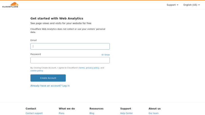 Web Analytics by Cloudflare Landing Page
