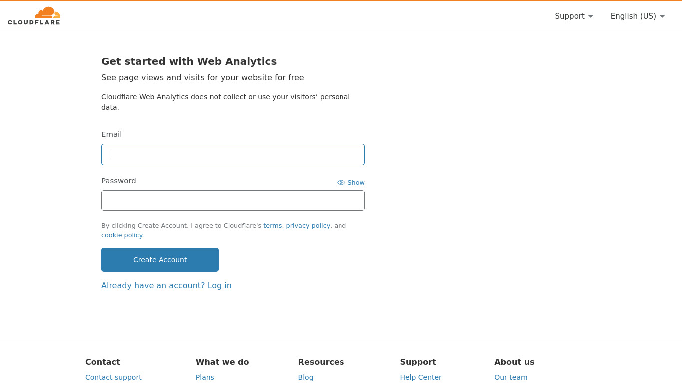 Web Analytics by Cloudflare Landing page