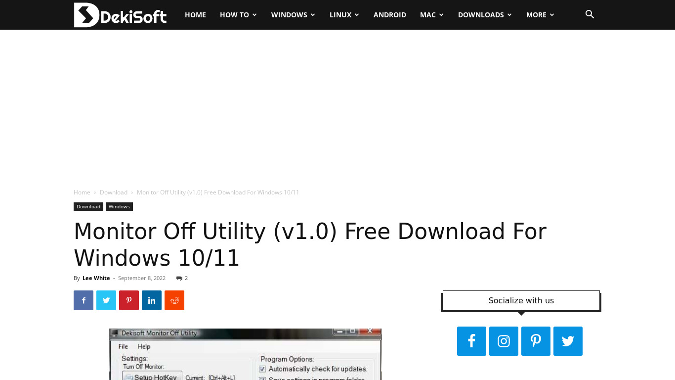 Monitor Off Utility Landing page