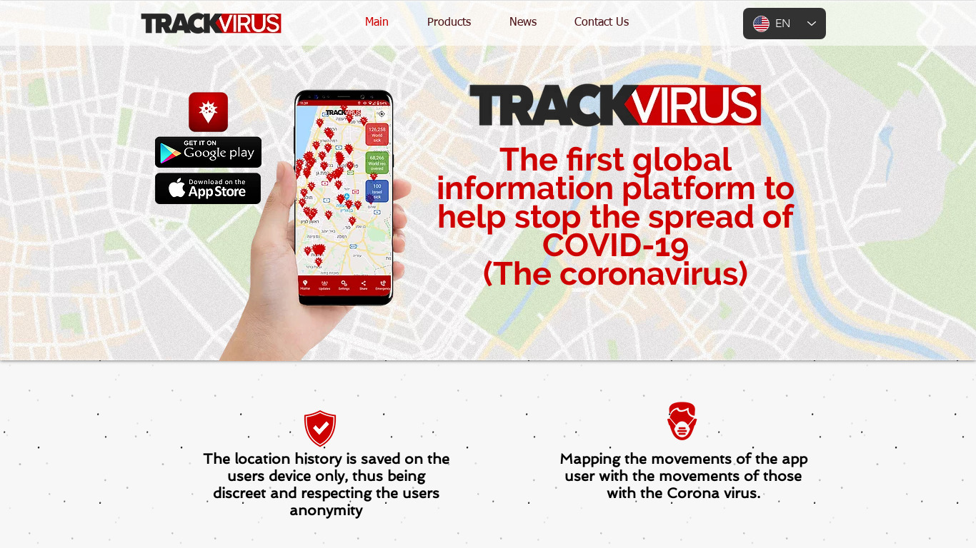 Track Virus Landing page