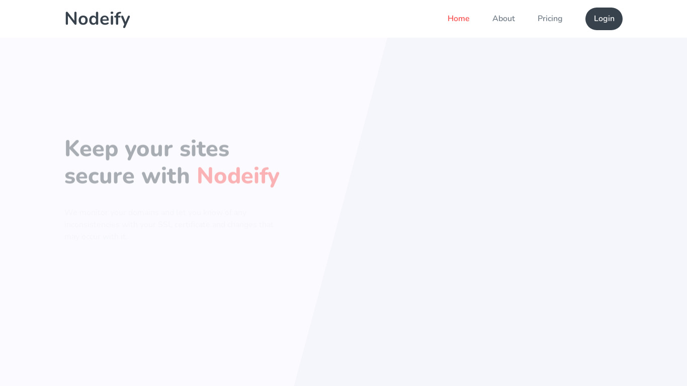 Nodeify Landing page