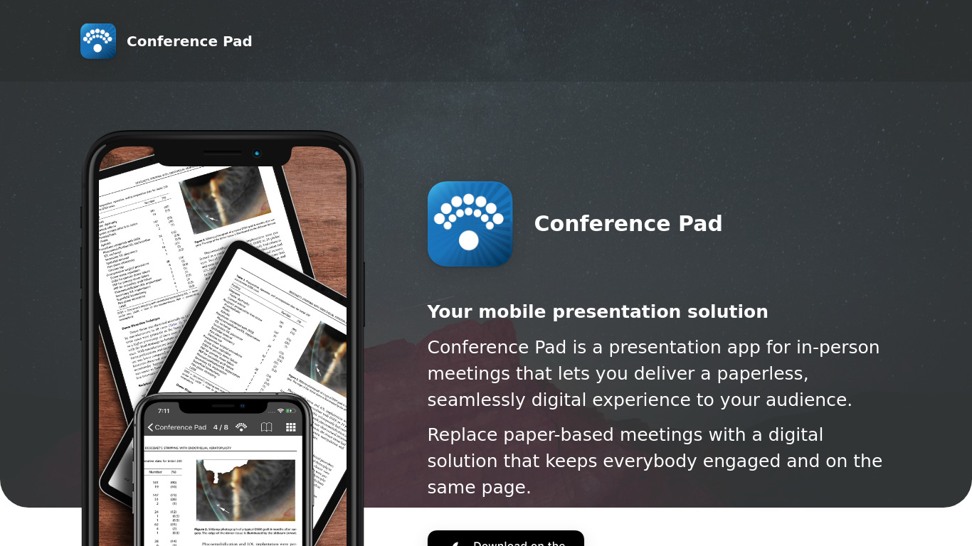 Conference Pad Landing page