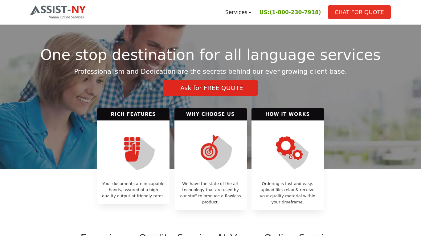 Assist NY Landing page