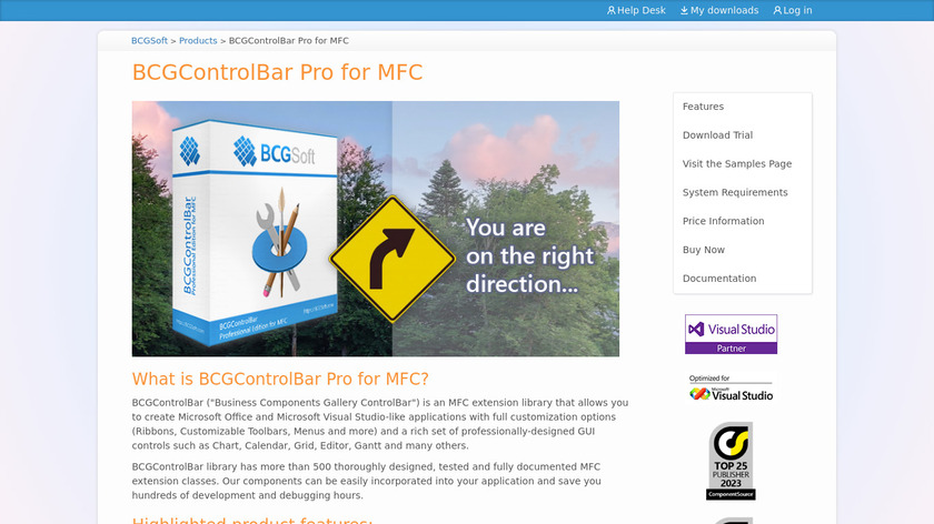 BCGControlBar Pro for MFC Landing Page