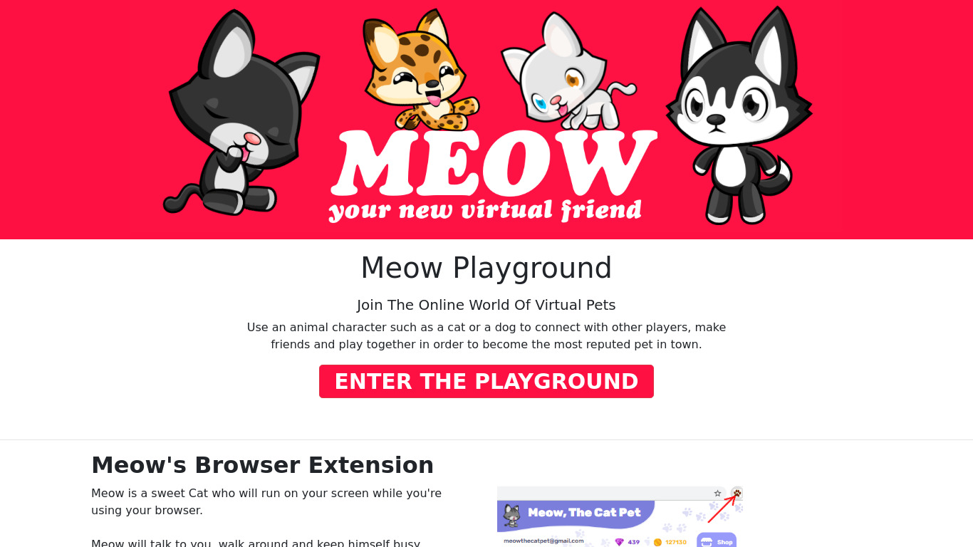 Meow Playground Landing page