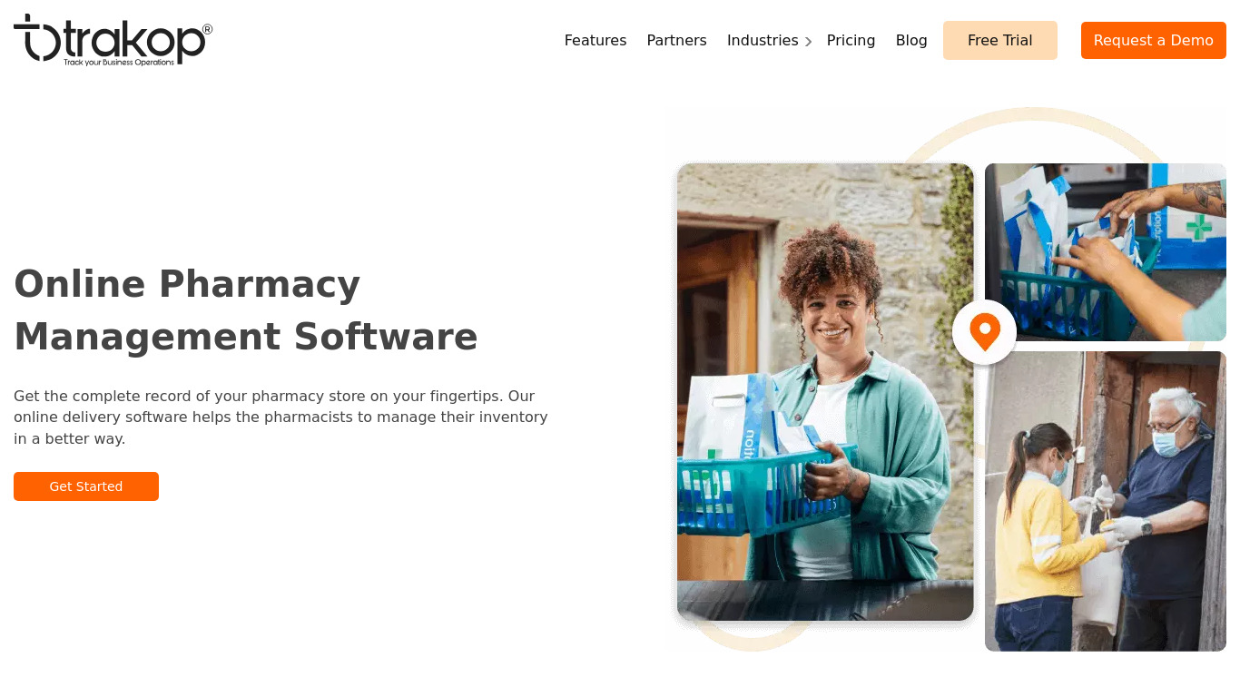 Trakop Pharmacy Delivery Landing page