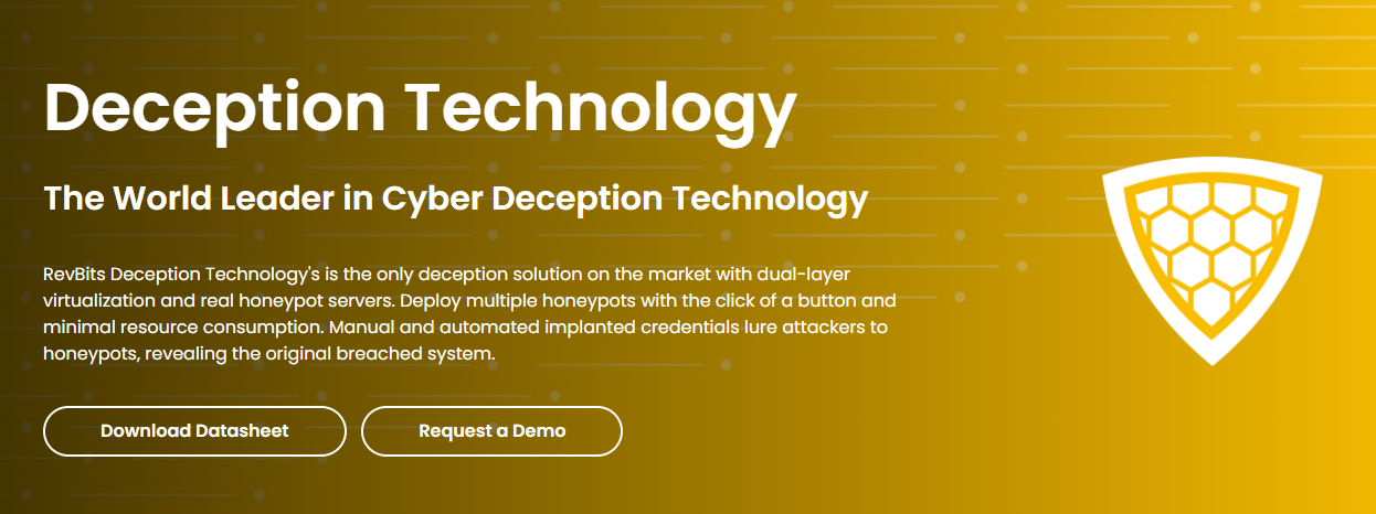 RevBits Deception Technology Landing page