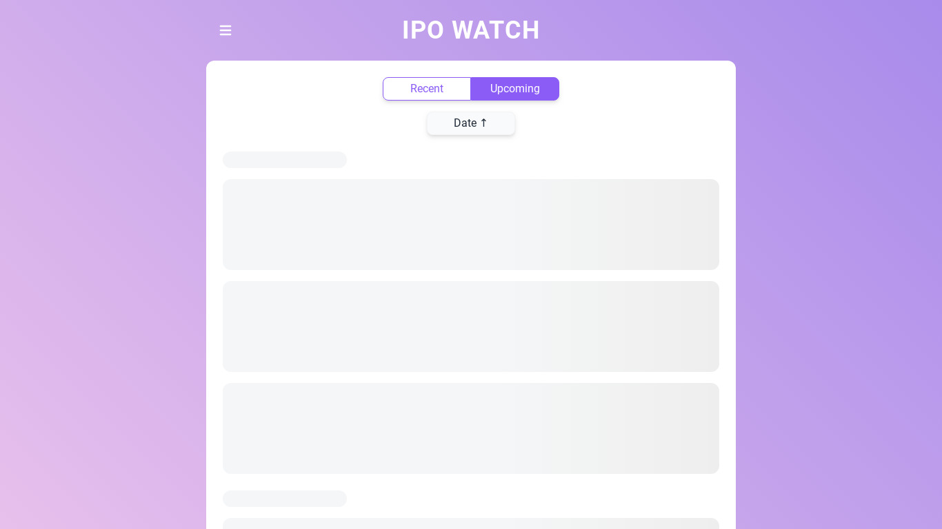 IPO Watch Landing page