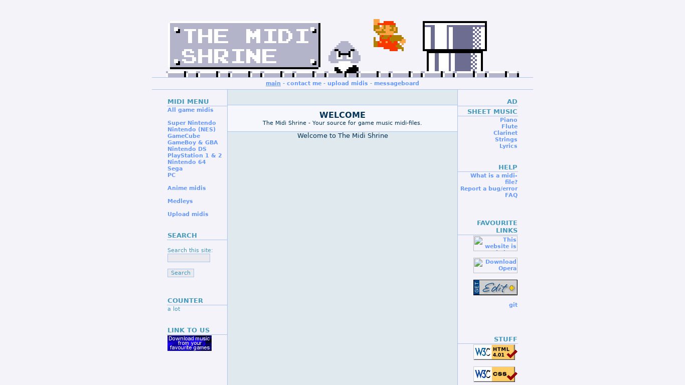 The Midi Shrine Landing page