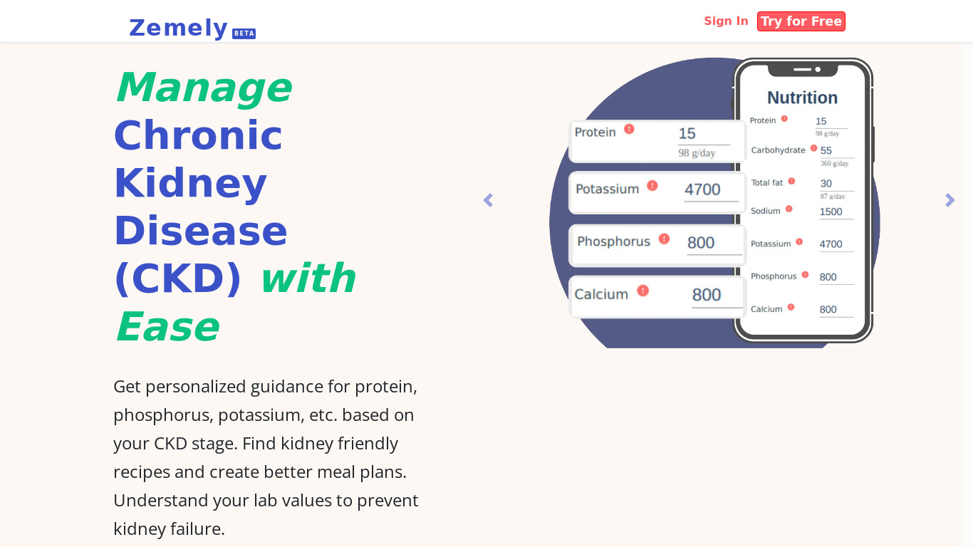 Zemely Landing page