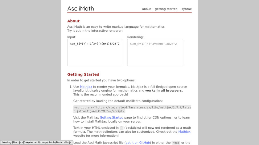 AsciiMath Landing Page