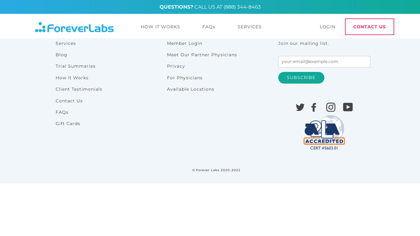 Forever Labs Landing Page