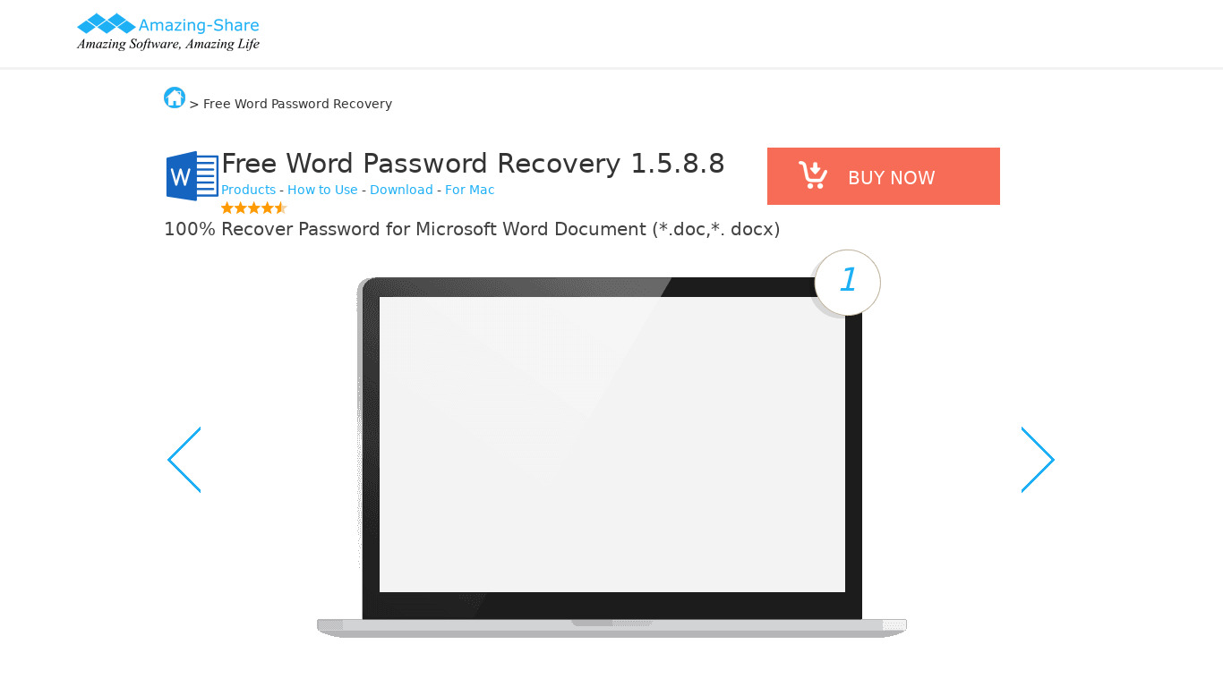 Free Word Password Recovery Landing page
