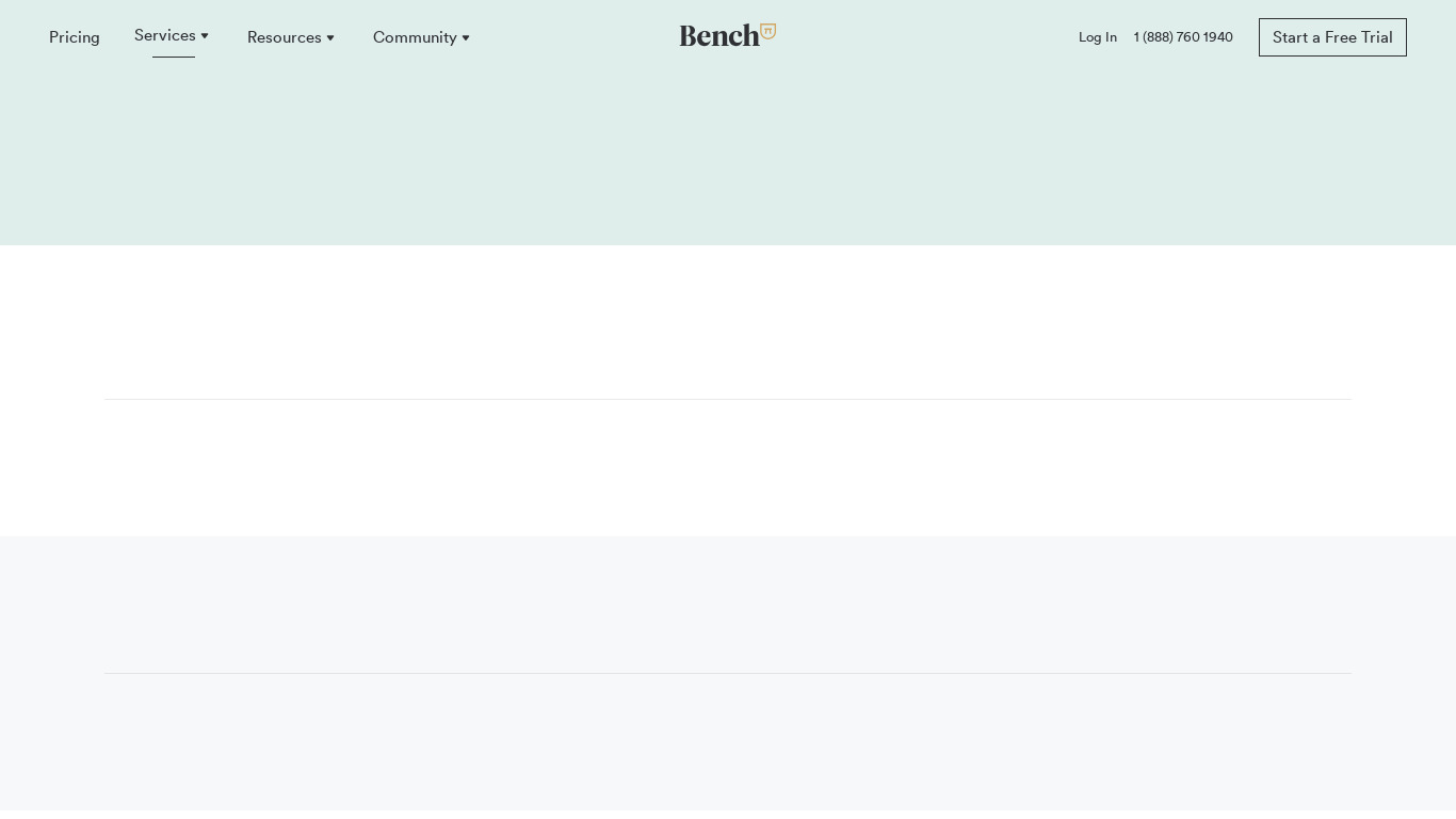Bench Bookkeeping Landing page