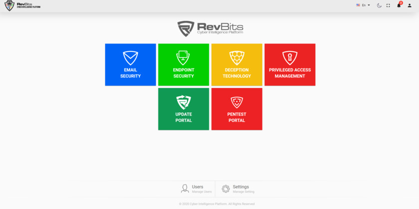RevBits Cyber Intelligence Platform Landing Page