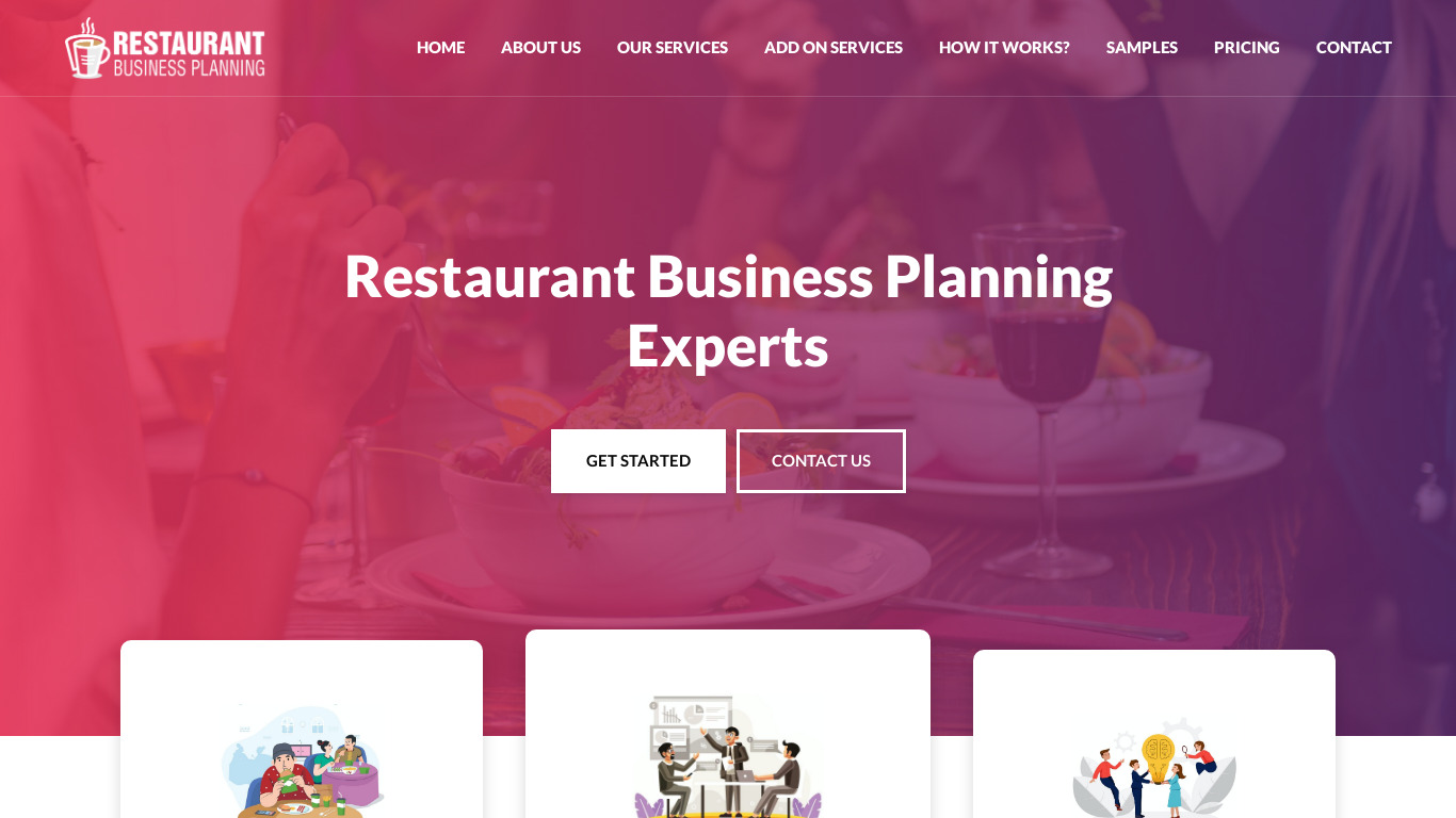 Restaurant Business Planning Landing page