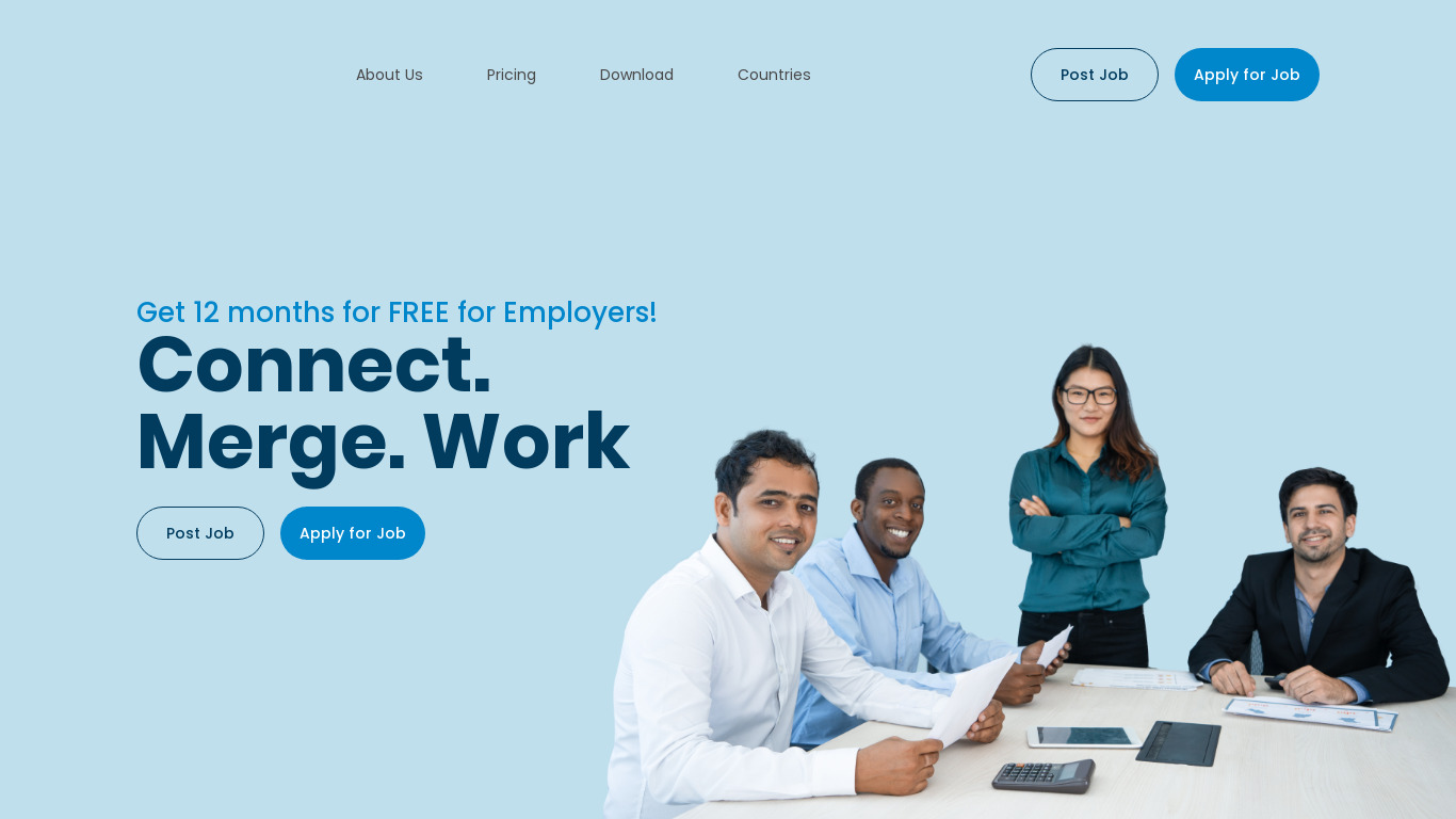 StaffMerge - Connect. Merge. Work Landing page