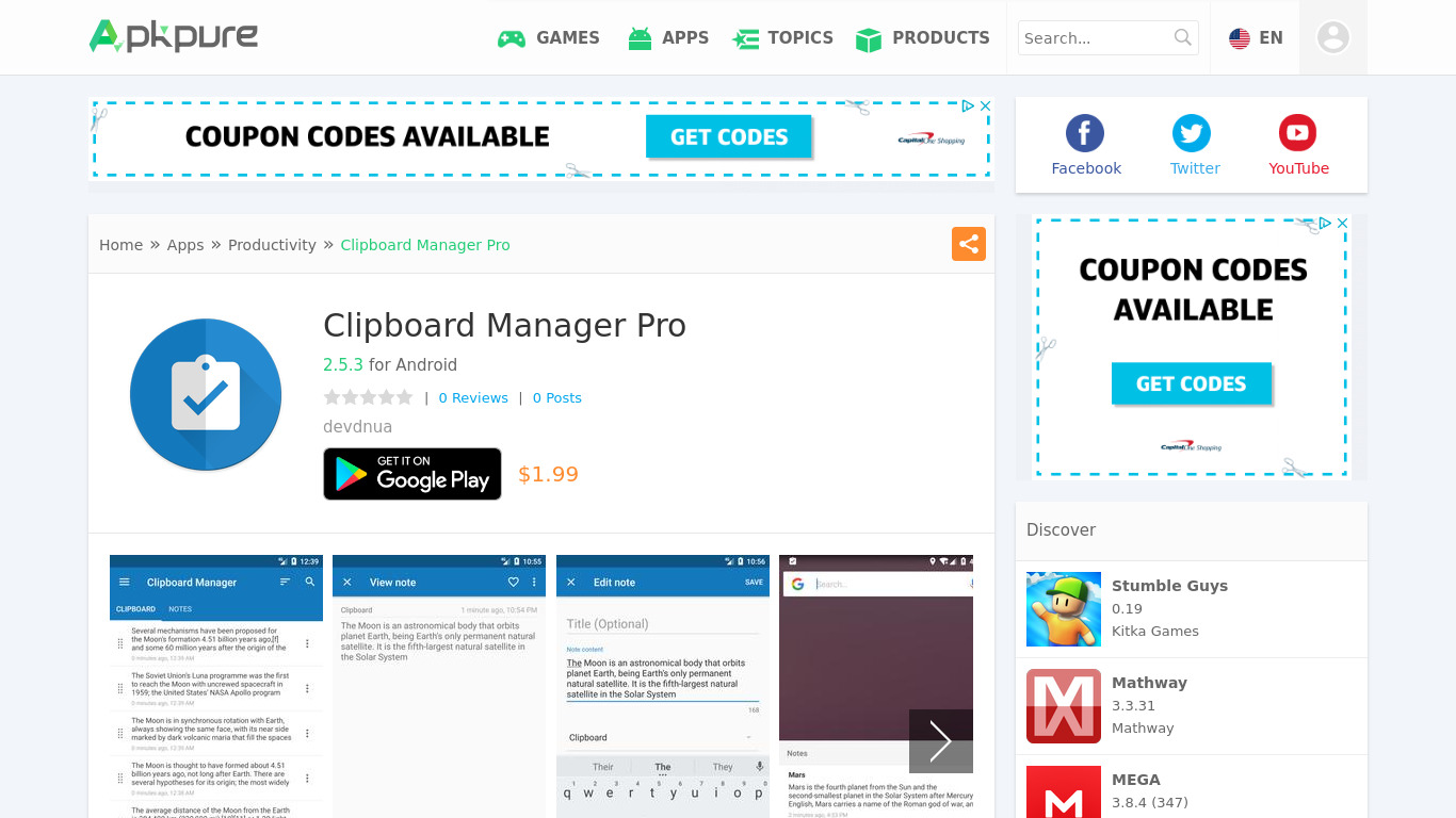 Clipboard Manager Pro Landing page