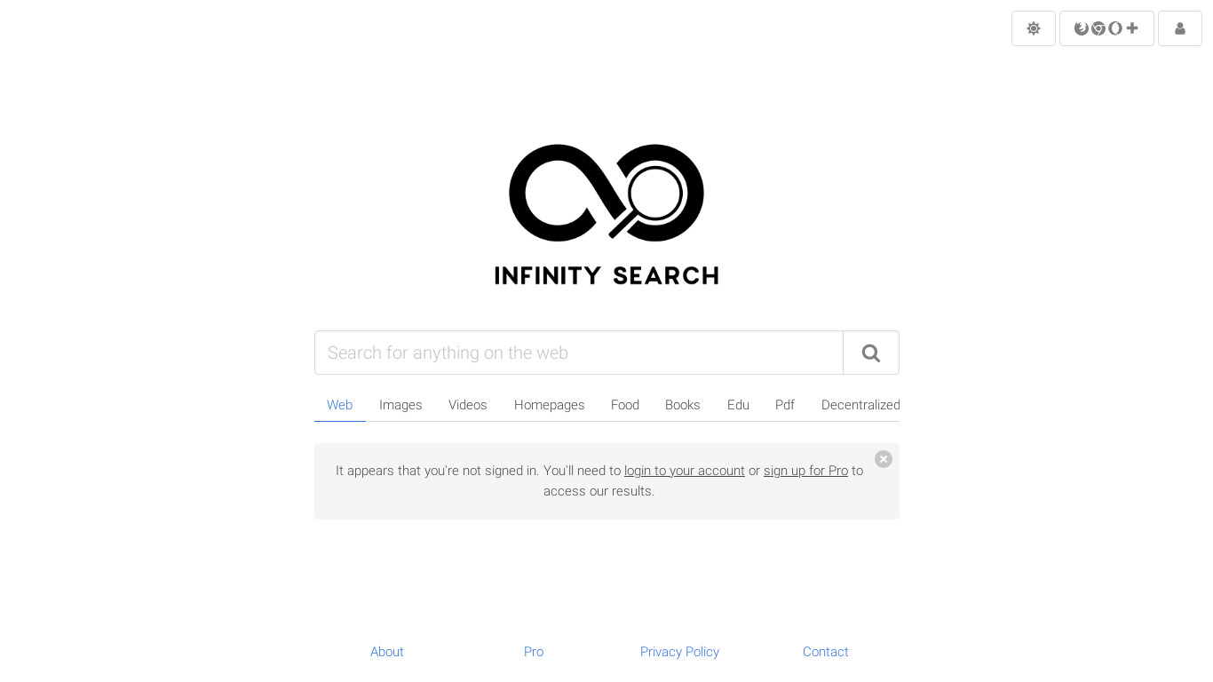 InfinitySearch.co Landing page