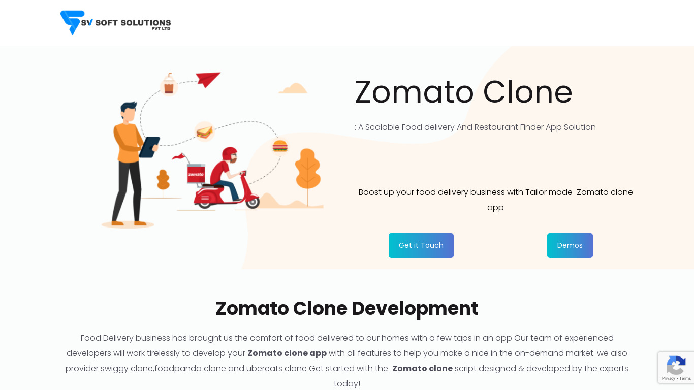 Zomato Clone by svss.co.in Landing page