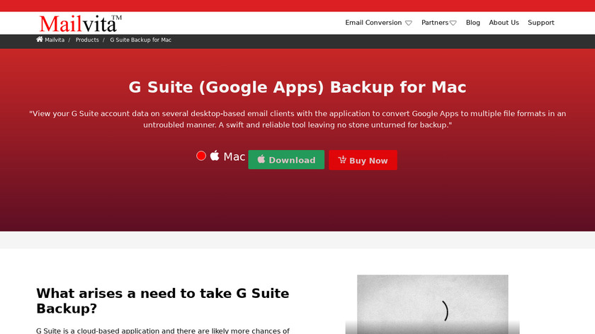 Mailvita GSuite Backup for Mac Landing Page