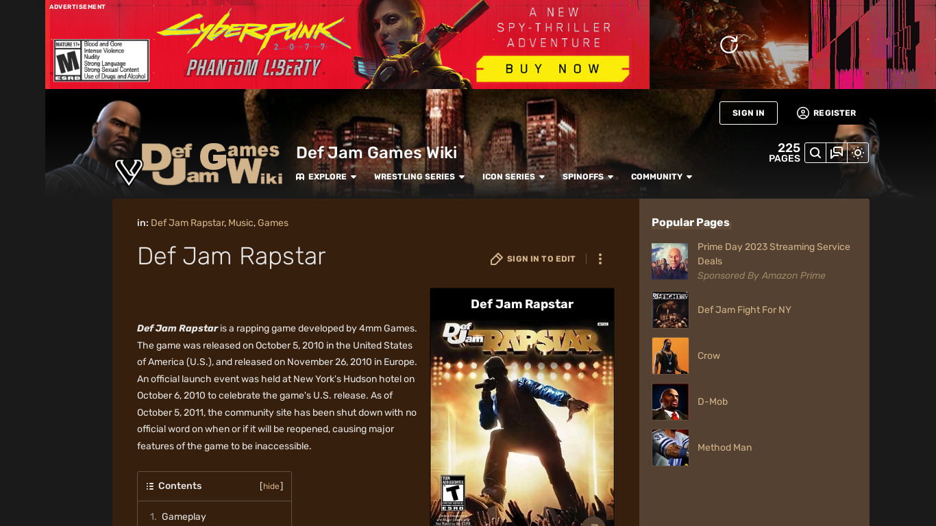 Def Jam Rapstar Landing page