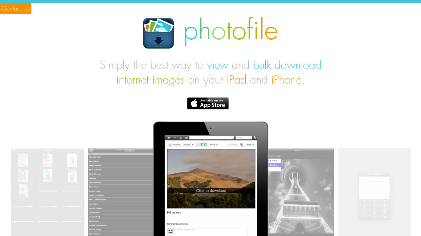 Photofile Landing page