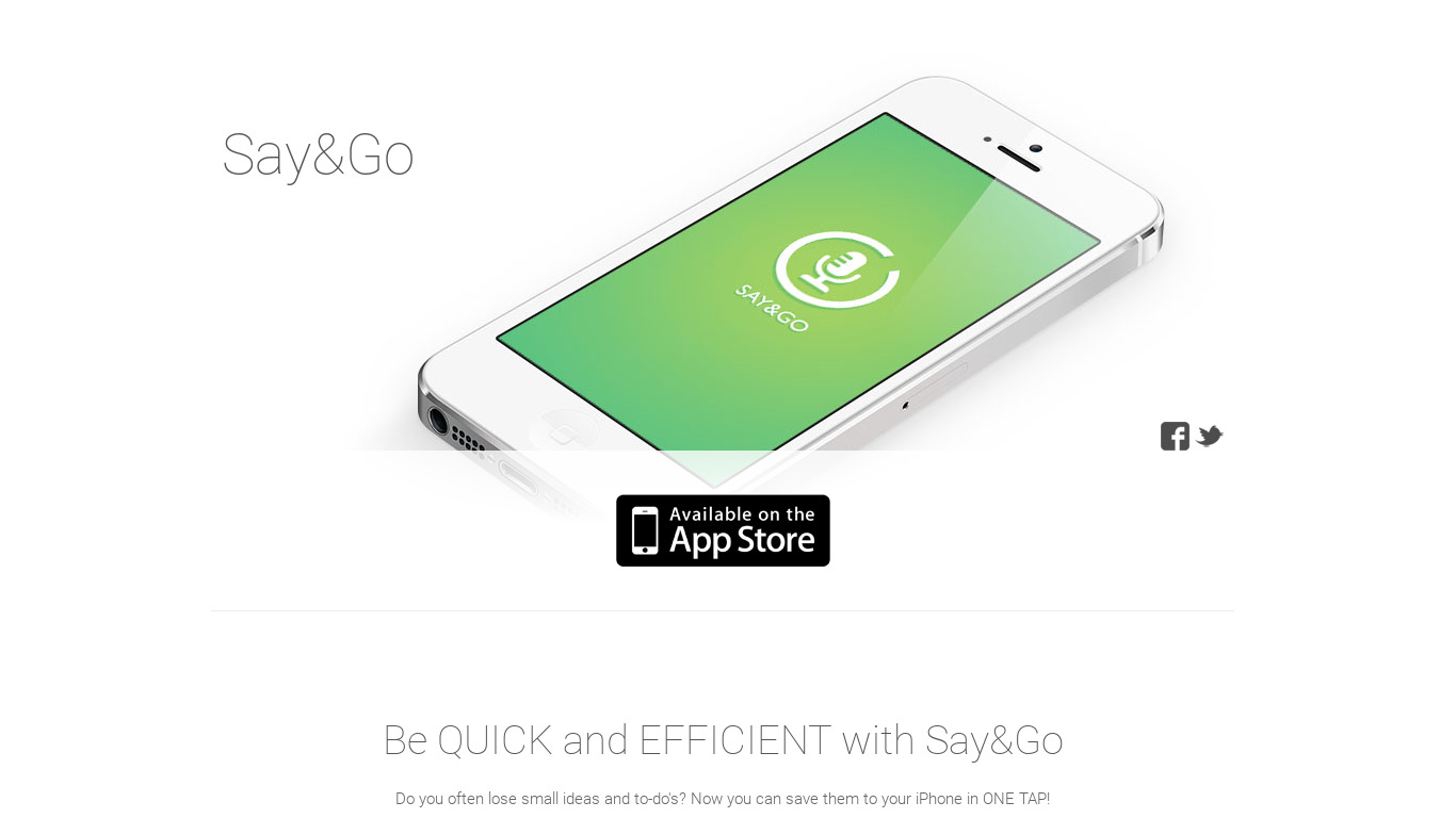 Say&Go Landing page