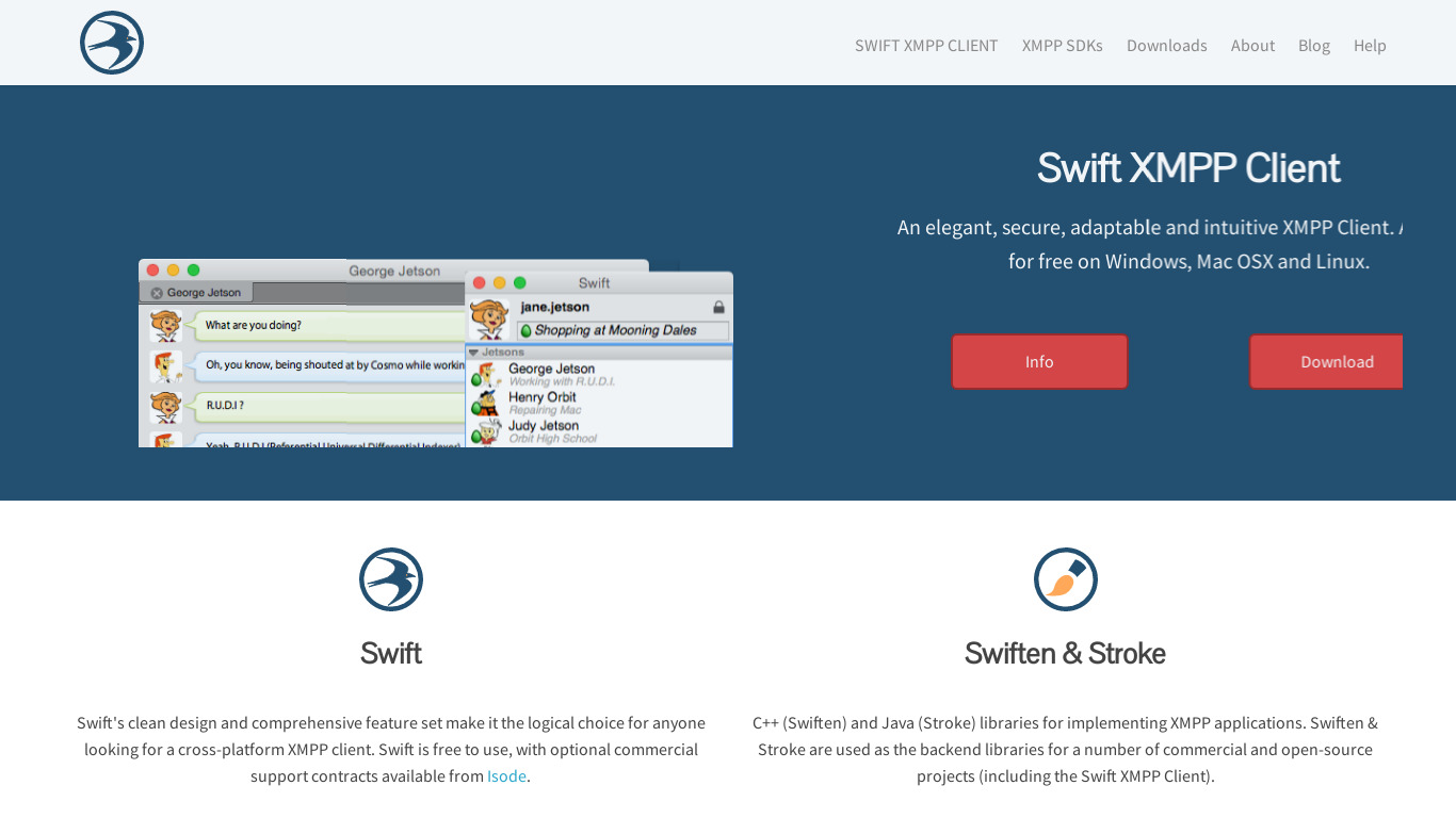 Swift (IM) Landing page