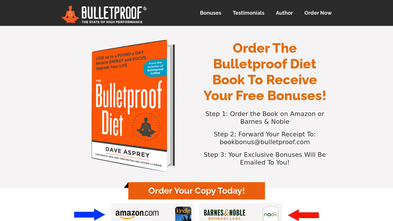 Bulletproof Diet Book Landing page
