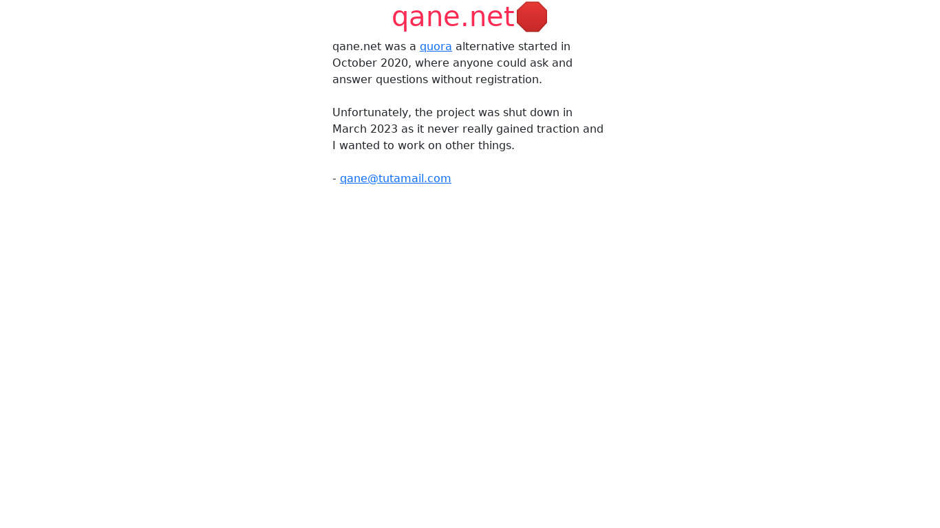 Qane Landing page