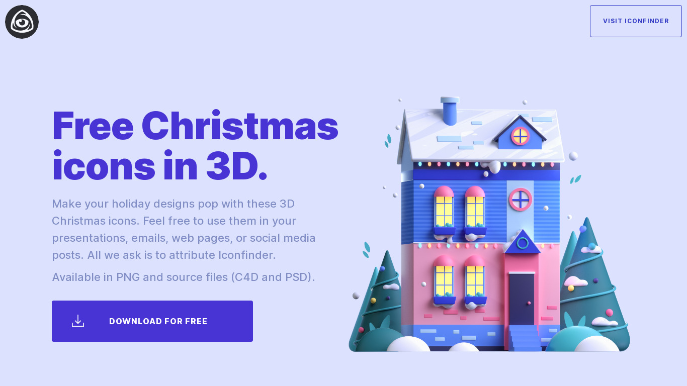 Free Christmas icons in 3D Landing page