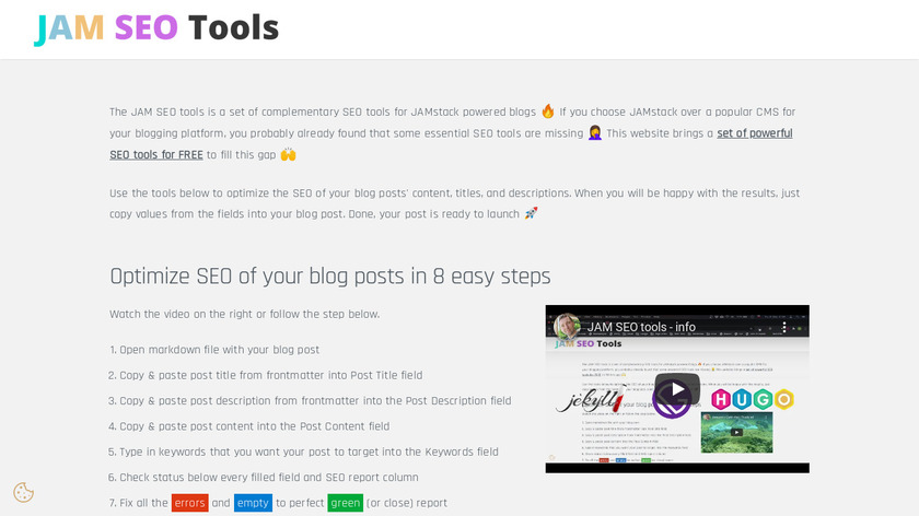JAM SEO tools Landing Page
