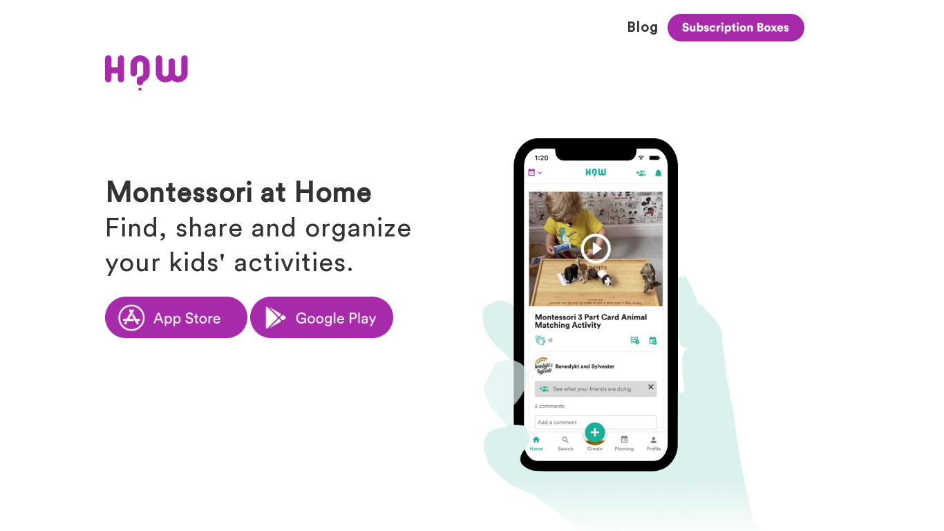 HowApp Landing page