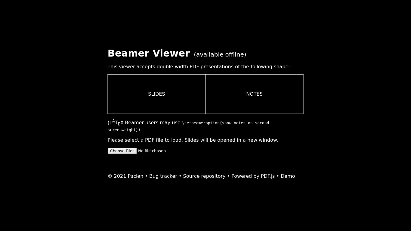 Beamer Viewer Landing page