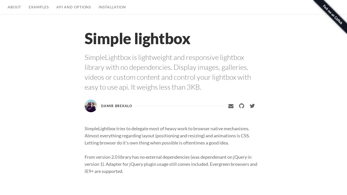 Simple lightbox Landing page